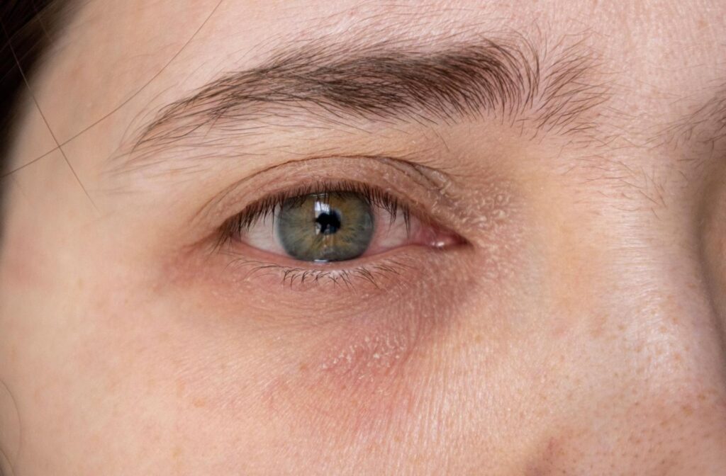 A close up of a dry, irritated eye.